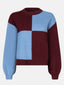 Knitted Sweater Cubi | Denim blue/burgundy