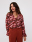 MUSTER Bluse Eline | Ziegelrote/zarte rosa Blume