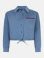 SAMPLE Blouse Kess | Denim blue/burgundy