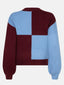 Knitted Sweater Cubi | Denim blue/burgundy