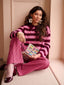 Knitted top Agnes | Burgundy/coral pink