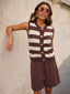 Knitted top Judith | Brown/ecru