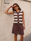 Knitted top Judith | Brown/ecru