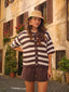 Knitted top Janouk | Brown/ecru
