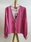SAMPLE Top Angelique large check | Coral pink/burgundy