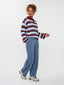 Knitted Top Balou | Light blue/burgundy