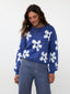 Knitted sweater Daisie Blue/off-white