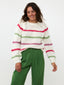 Knitted sweater Kimi Soft green/fuchsia/lilac