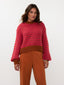 SAMPLE Knitted sweater Pippa | Fuchsia/camel